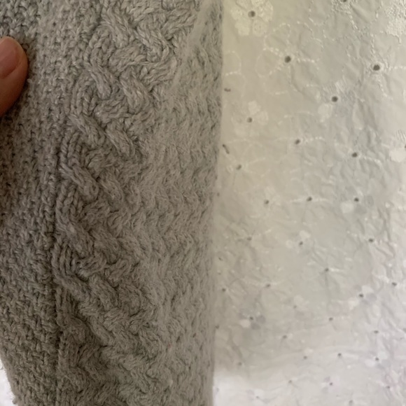 Loft - 3/4 Sleeve Gray Cable Knot Sweater - Picture 8 of 8